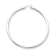 14K White Gold 3x65mm Round Hoop Earrings