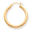 14K Gold Polished 3x28mm Round Hoop Earrings
