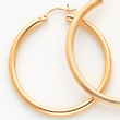 14K Gold Polished 3x45mm Round Hoop Earrings