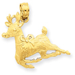 14K Gold Polished Reindeer Pendant