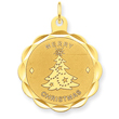 14K Gold Merry Christmas Disc Charm
