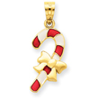 14K Gold Enameled Candy Cane Pendant