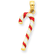 14K Gold Enameled Candy Cane Charm