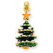 14K Gold Enameled Christmas Tree Pendant