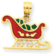 14K Gold Enameled Sleigh Pendant