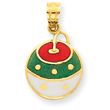 14K Gold Enameled Christmas Ornament Pendant