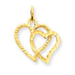 14K Gold Double Heart Charm