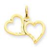 14K Gold Double Heart Charm