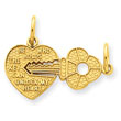 14K Gold Heart & Key Breakapart Charm