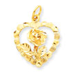 14K Gold Rose In Heart Charm