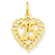14K Gold  25 In A Heart Charm