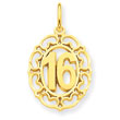 14K Gold #16 In Oval Circle Pendant