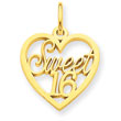 14K Gold Sweet 16 Charm