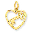 14K Gold Heart & Key Charm