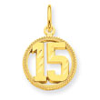 14K Gold #15 Circle Pendant