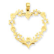 14K Gold Large Floral Heart Pendant
