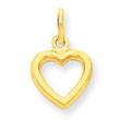 14K Gold Solid Polished Flat-Backed Heart Charm