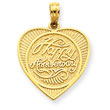 14K Gold Textured Back Talking Happy Anniversary In Heart Pendant