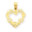 14K Gold Floral Cut-Out Heart Pendant