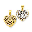 14K Gold Two-Tone Reversible Filigree Heart Pendant