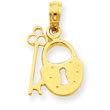 14K Gold Padlock And Key Pendant
