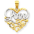 14K Gold & Rhodium Scroll Love Pendant