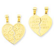 14K Gold I Love You Heart Break-A-Part Reversible Pendant