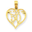 14K Gold 50 In Heart Cut-Out Pendant