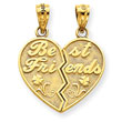 14K Gold Best Friends Heart Break Apart Pendants