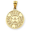 14K Gold Live Love Laugh Circle Pendant