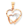 14K Rose Gold And Rhodium Hearts Pendant