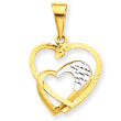 14K Yellow Gold And Rhodium Hearts Pendant