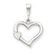 14K White Gold Solid Satin Polished Fancy Heart Pendant
