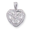 Sterling Silver CZ Fancy Heart Pendant