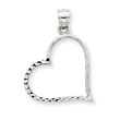 14K White Gold Solid Satin Diamond-Cut Small Reversible Heart Pendant