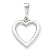 14K White Gold Solid Polished Heart Pendant