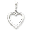 14K White Gold Solid Polished Heart Pendant