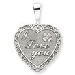 14K White Gold Polished Reversible I Love You Heart Pendant