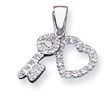 Sterling Silver CZ Heart & Key Fancy Pendant