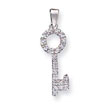 Sterling Silver CZ Key Shape Pendant