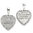 14K White Gold Polished Faceted Reversible 50th Anniversary Pendant
