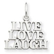 14K White Gold Polished Live Love Laugh Charm