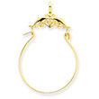 14K Gold Double Dolphins Charm Holder Pendant
