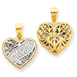 14K Two-Tone Gold Mini Reversible Mom Heart Pendant