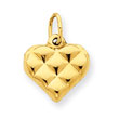 14K Gold Quilted Puffed Heart Charm