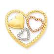 14K Yellow, Rose Gold And Rhodium Heart Pendant