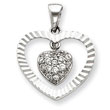 Sterling Silver CZ Heart Pendant