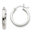 14K White Gold 3x20mm Rectangle Tube Hoop
