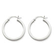 14K White Gold 3x25mm Rectangle Tube Hoop