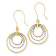 14K Tri-Color Gold Circle Dangle Earrings